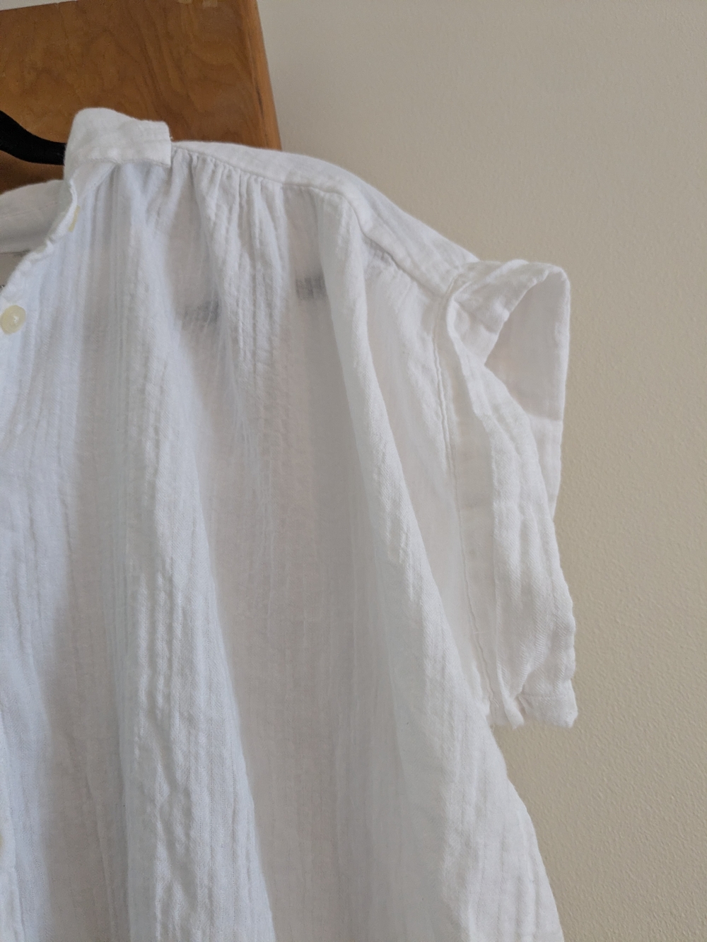 LOFT White Crinkle Dolman Button-Down Shirt - Picture 9 of 11